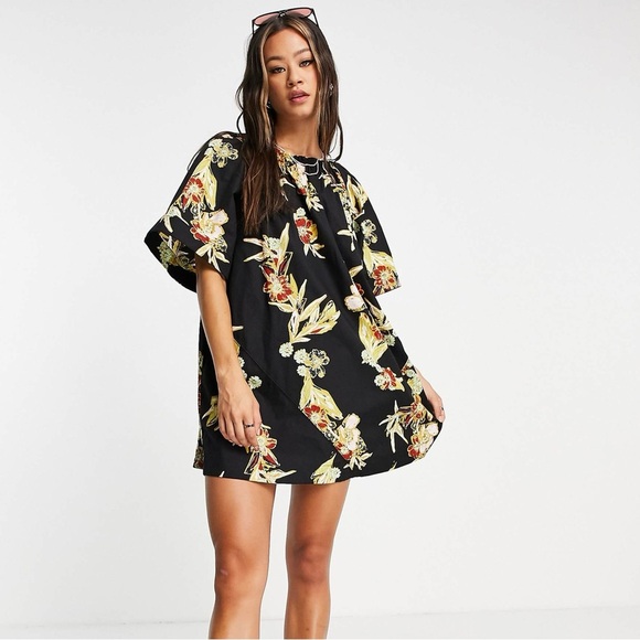 Free People Jodie Floral Tunic Dress Black print - Picture 1 of 10